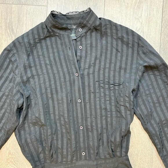 Zadig & Voltaire Rama Raye Mini Dress Black Long Sleeve Silk Buttons Striped - Picture 6 of 16